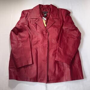 NWT Dialogue Red Genuine Leather Coat Size 3X